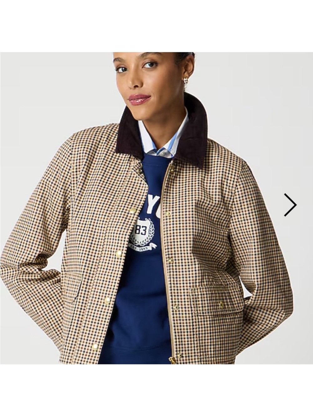 J.Crew Petite XS Plaid Barn Jacket Corduroy Collar Quilted Chore Coat PXS